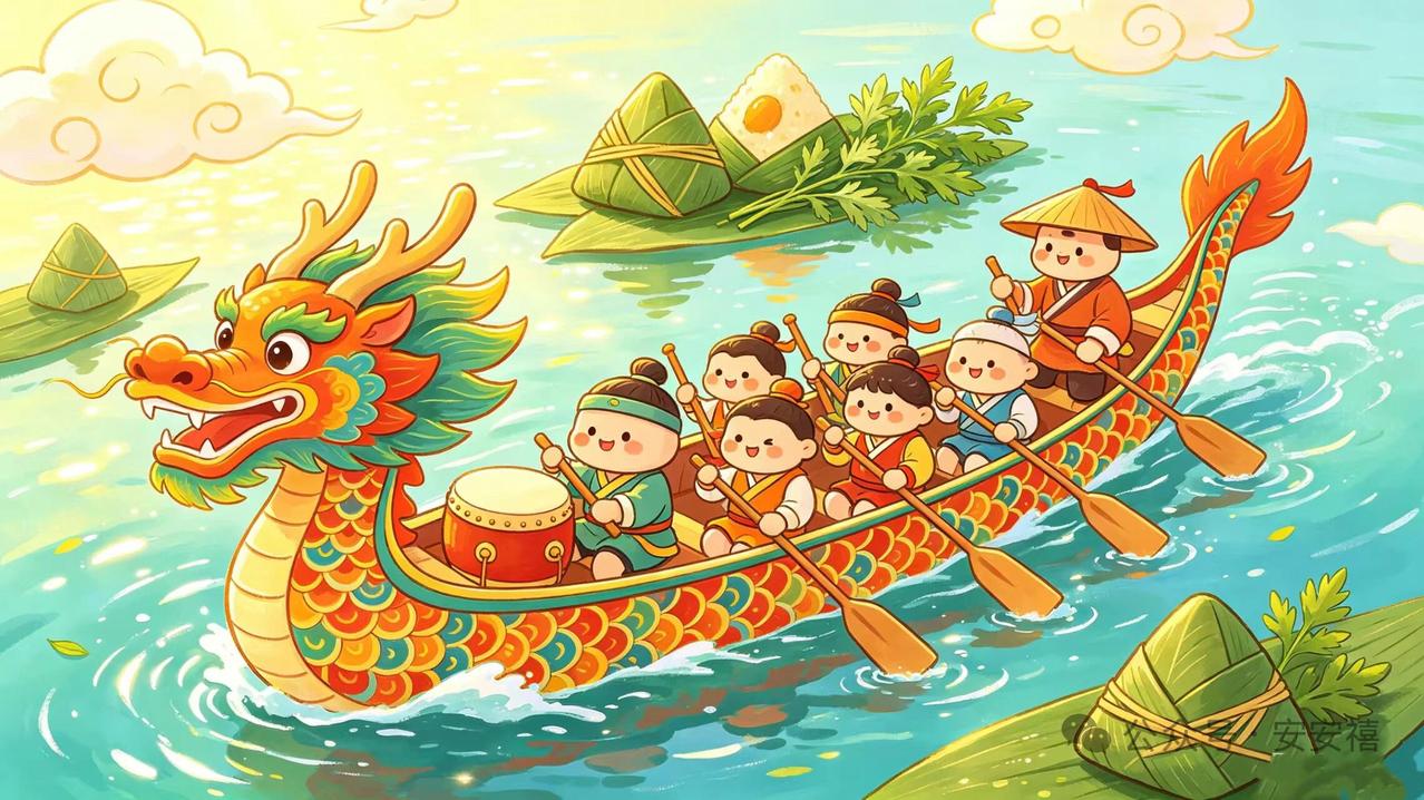 临江仙 · 端午

老树垂阴观景，长河逐浪飞驰。幡飘伞立绕江堤。鸣锣催浪涌，击鼓