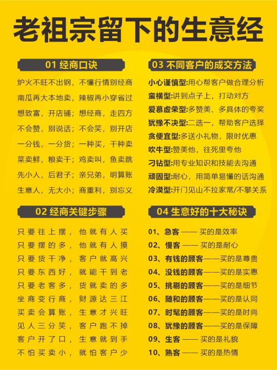 老祖宗留下来的生意经