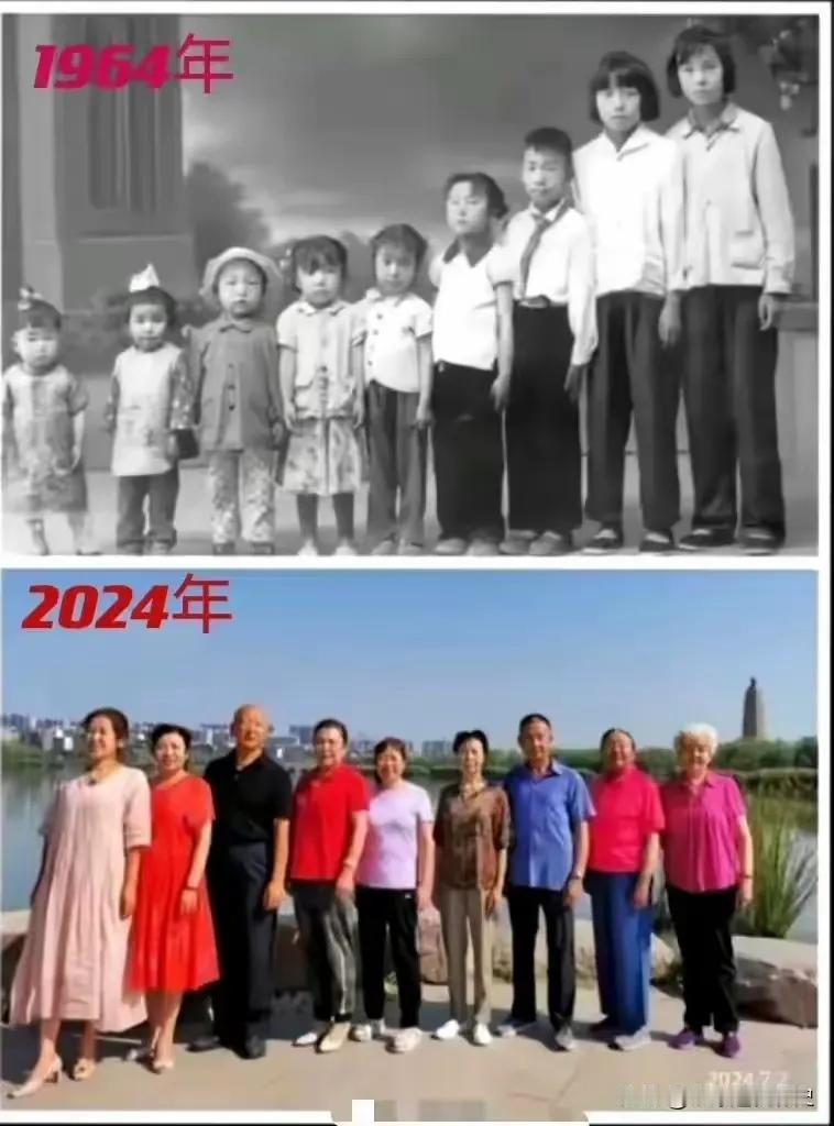 什么叫幸福？这就是幸福！一个都不能少，60年，一个都不缺，这一家9个孩子，相隔6