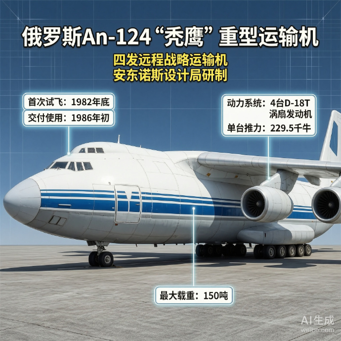 军事ai新视野 俄罗斯An-124“秃鹰”运输机An-124“秃鹰”（Condo