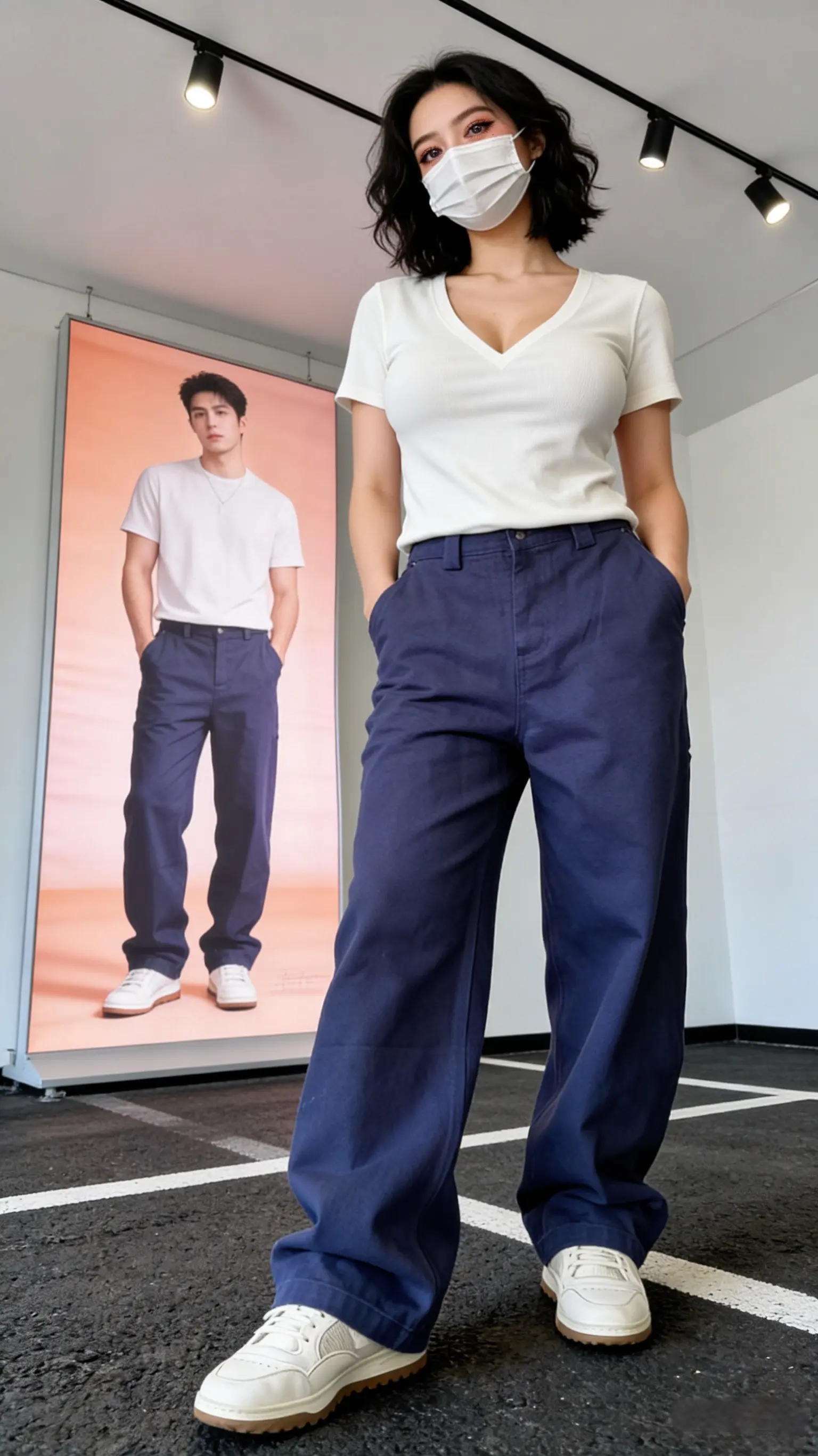 重磅法工蓝长裤