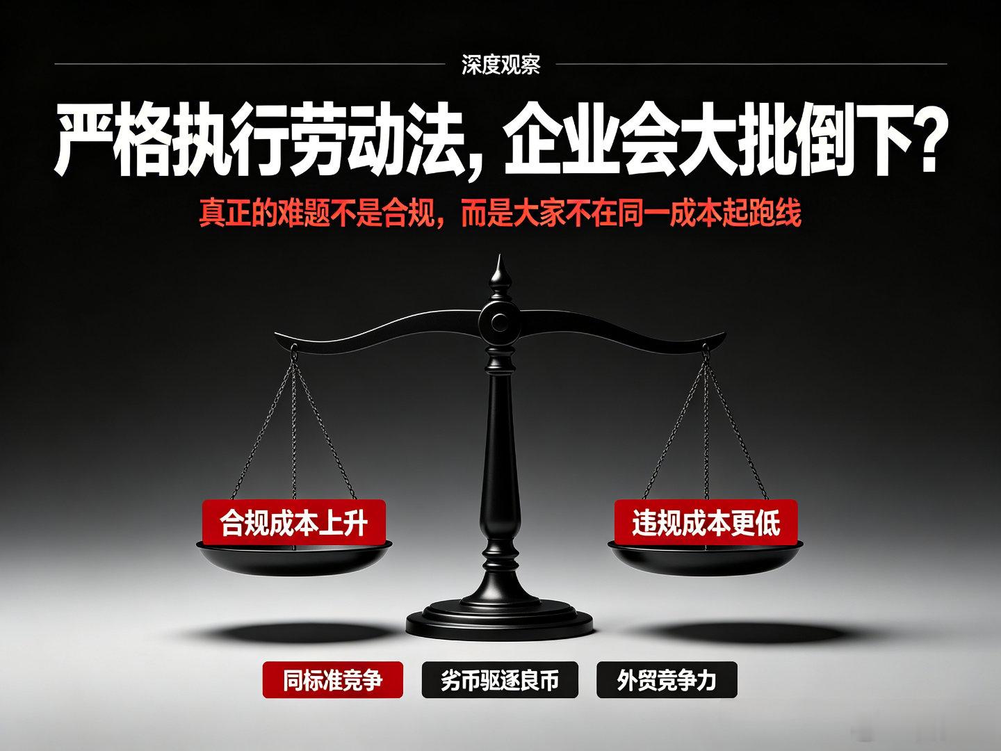 严格执行劳动法，真的会造成企业倒闭大规模裁员？其实这个说法，我给大家换个角度讲就