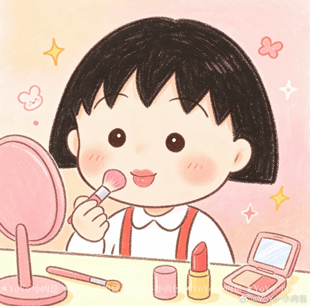 樱桃小丸子手绘头像樱桃小丸子樱桃小丸子动漫头像女生头像