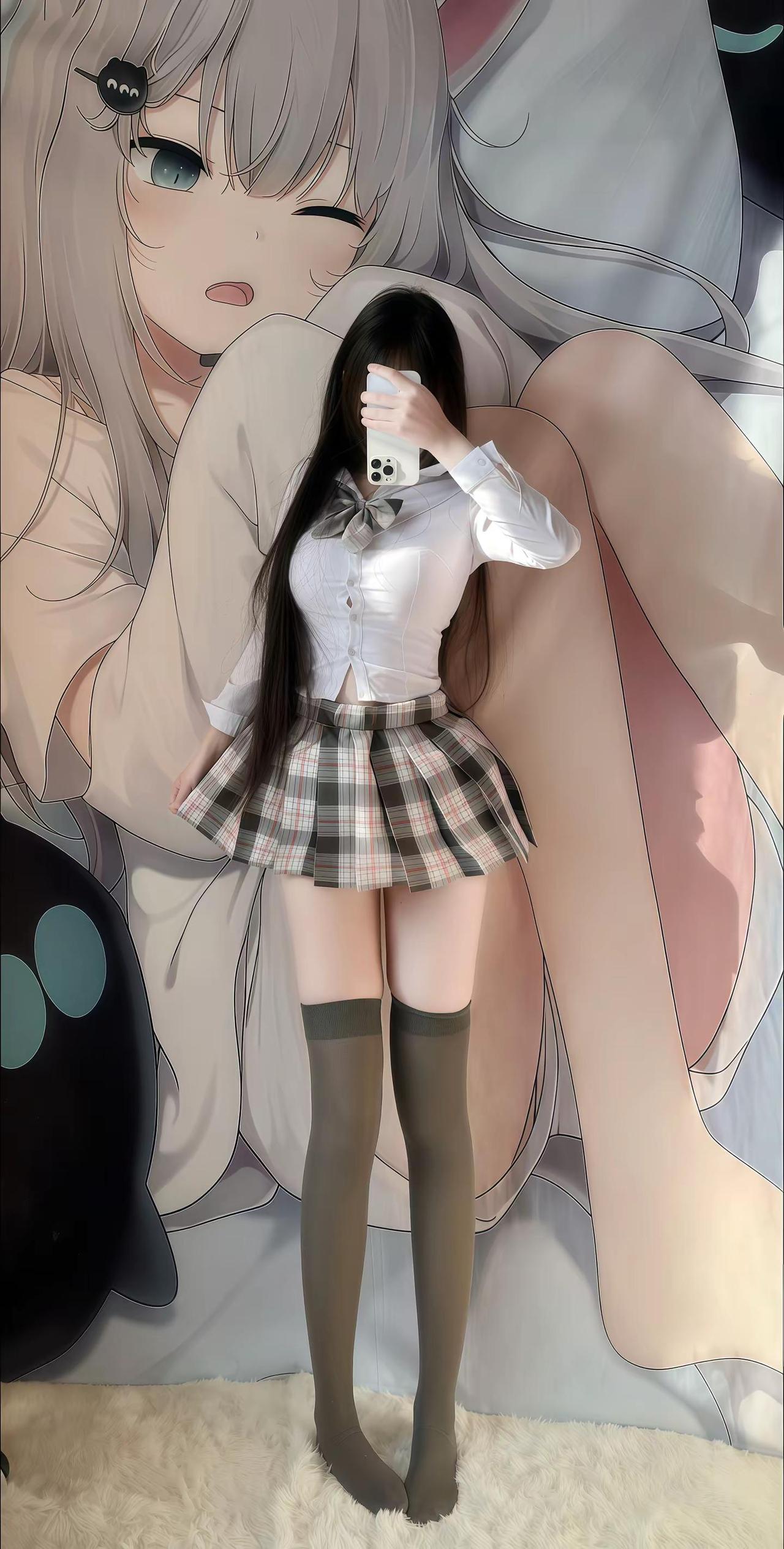 谁喜欢灰色的！jk女友 jk拍照姿势 灰丝