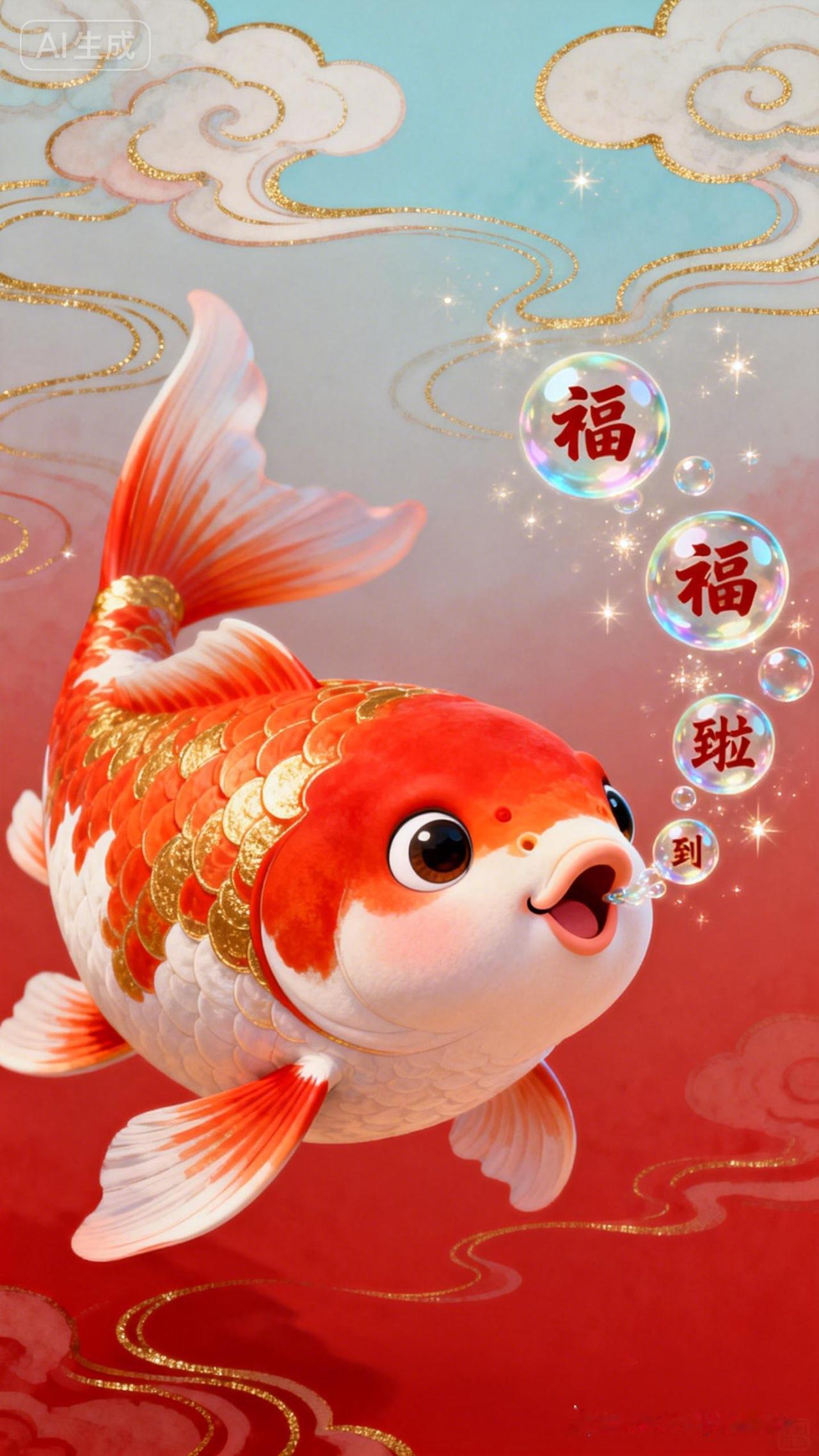 锦鲤跃龙门，福气满堂红！🐟💰🎉
