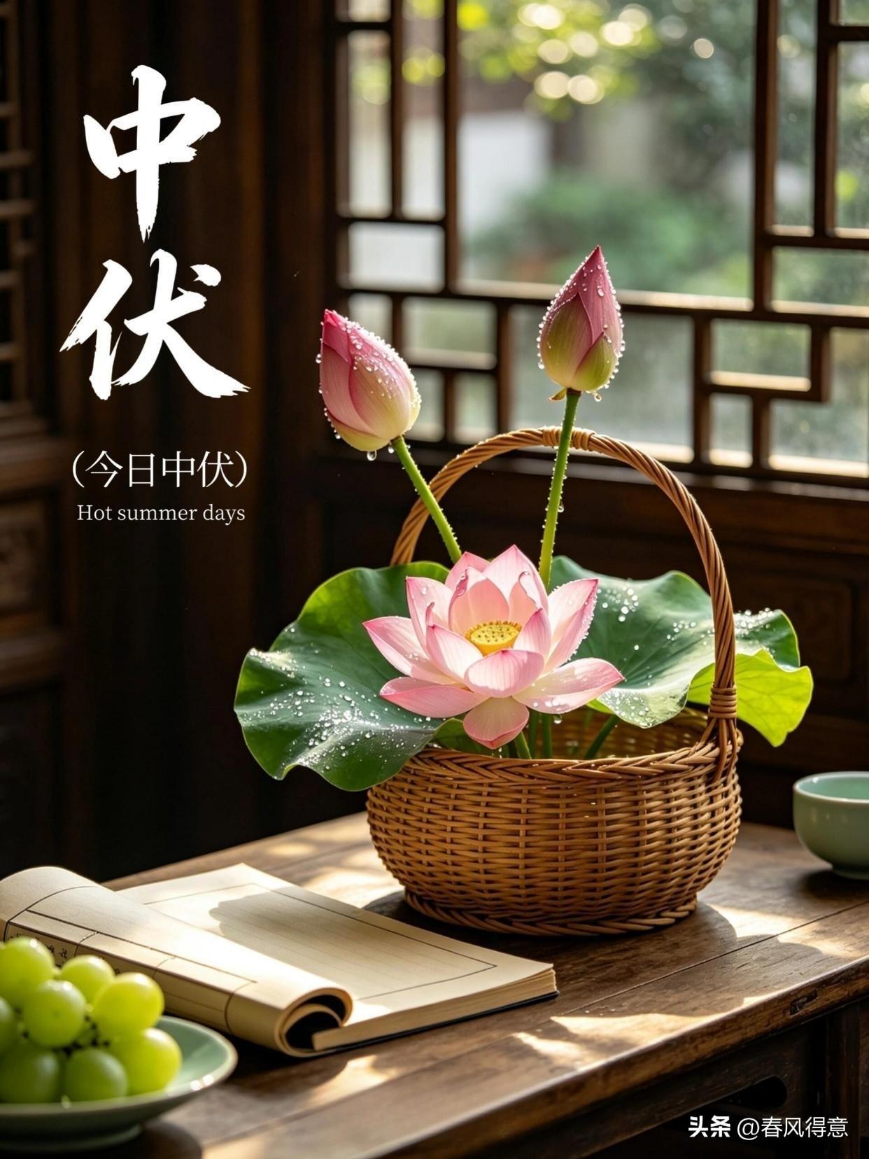 中伏到来，暑气渐丰盈，从容度日，微笑生活，愿你身旁有风，心中有梦，“伏”气满满，