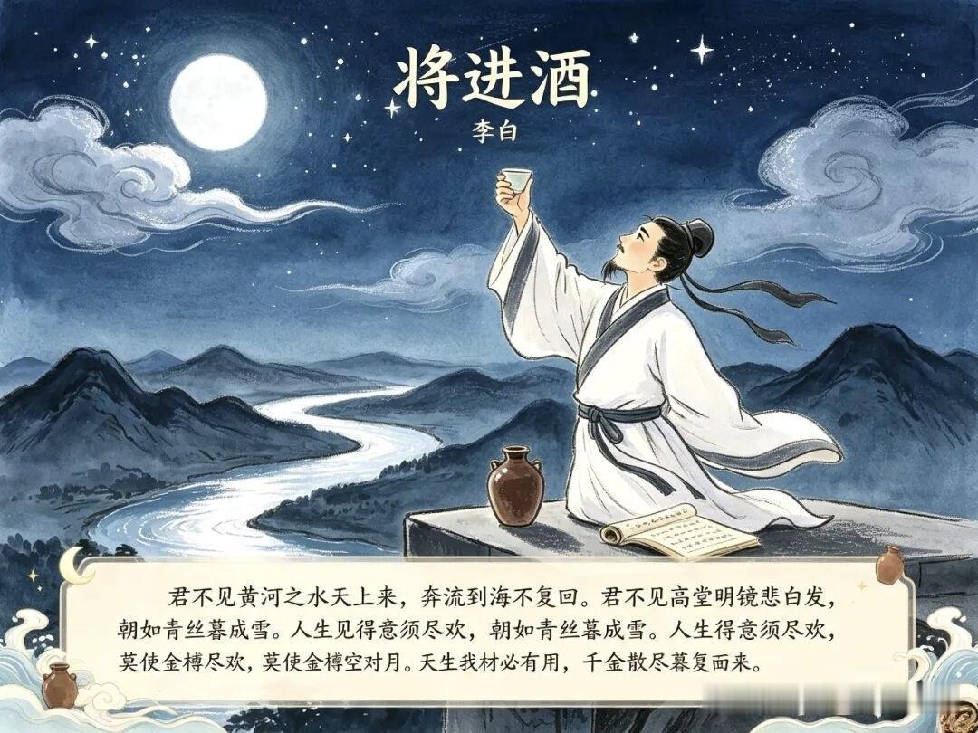 诗仙和诗圣，两座巅峰，浪漫主义和现实主义，我更喜欢李白的浪漫主义，他的诗 天马行