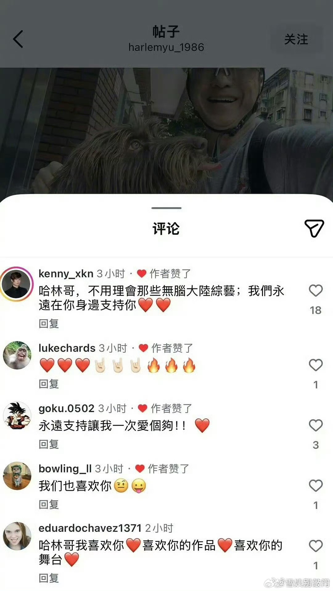 庾澄庆也不舒服了，ins点赞说“不用理那些无脑综艺”的评论