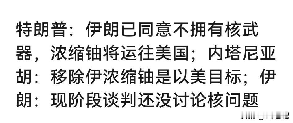 特朗普宣称，伊朗已同意不拥有核武器，且会将浓缩铀运往美国；内塔尼亚胡表示，移除伊