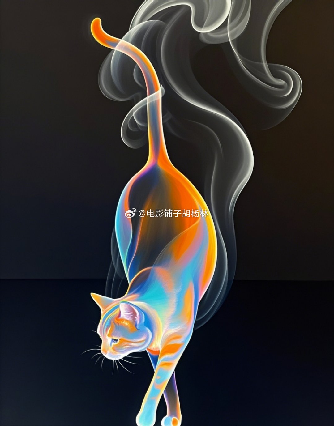 即梦AI制作的流光猫咪ai兴趣创作计划ai创造营 提示词：抽象艺术，水墨，一个霓