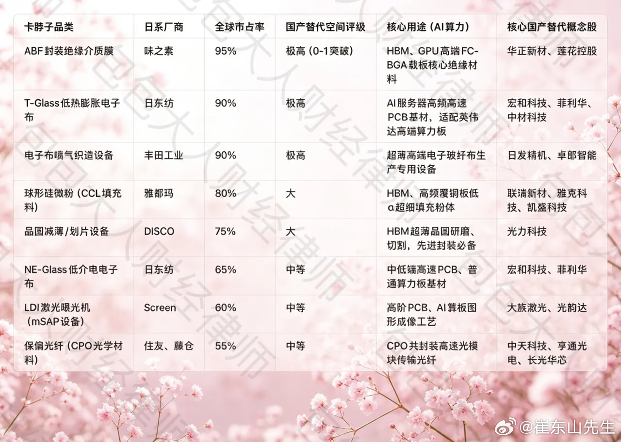 AI算力日本八大卡脖子环节以及国产替代概念股a股今日看盘