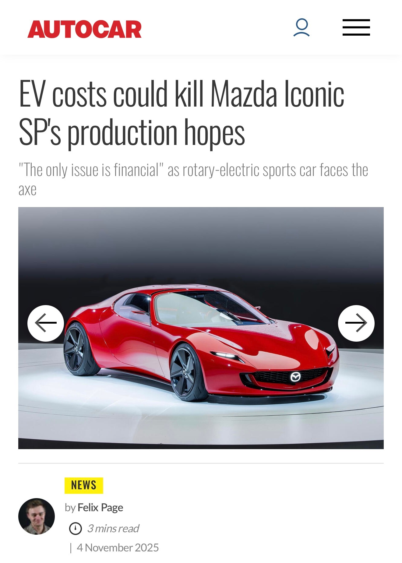 Bad News！马自达可能放弃Iconic SP的量产计划2023年和我们见面