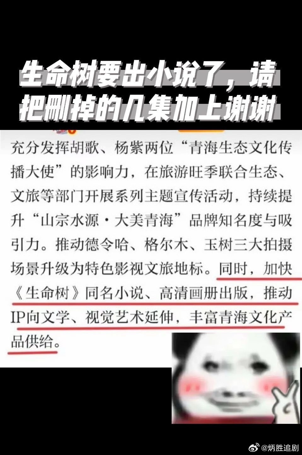 《生命树》真的太牛批了，别的剧都是IP拍，《生命树》剧变成IP，杨紫剧反哺小说第