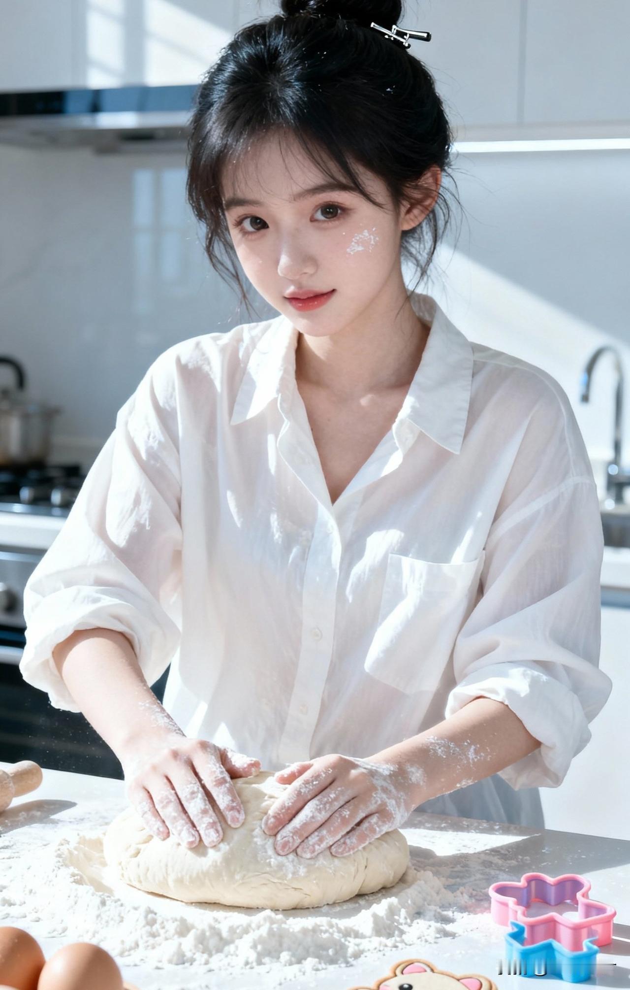 玉手揉面团，香气满厨房。