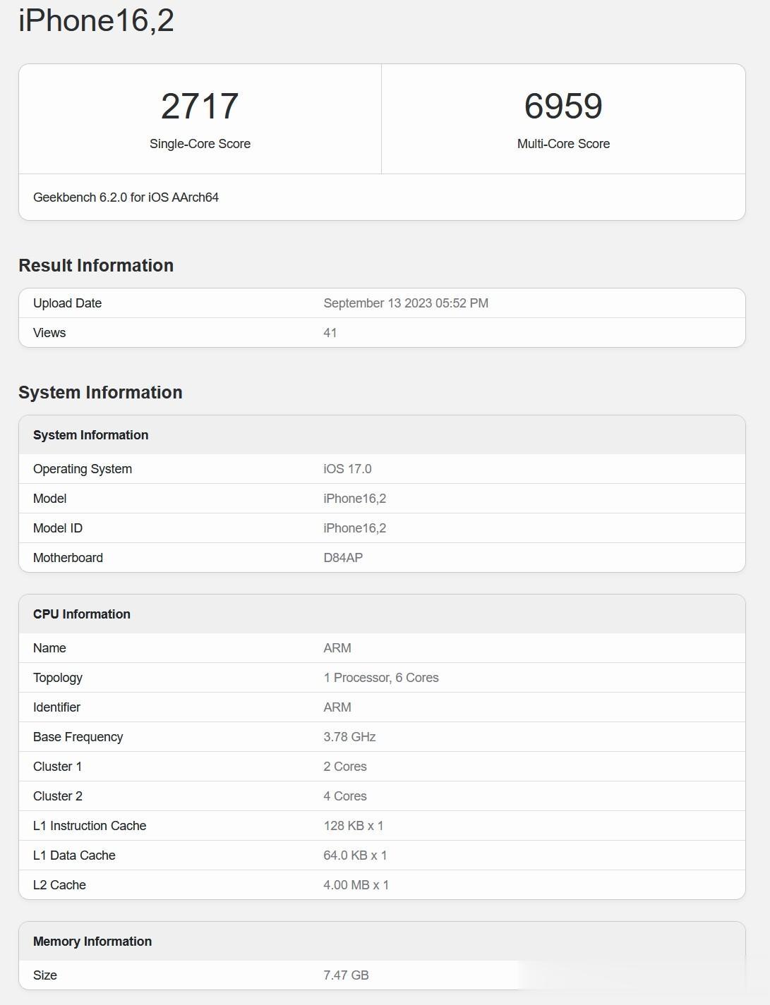 iPhone 15 Pro和15 Pro Max的跑分成绩已经公布了，从结果来看
