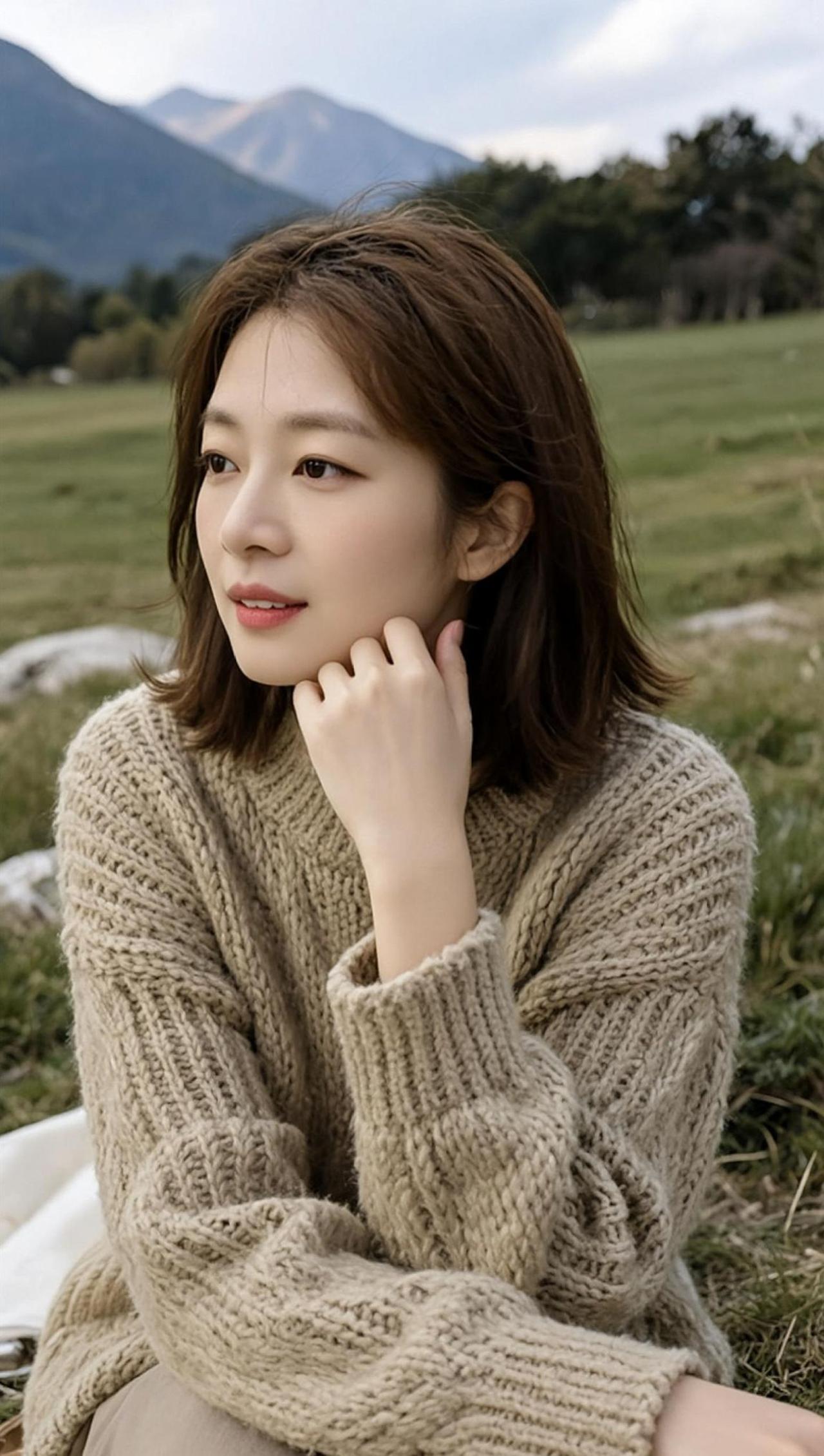 AI草地氛围感写真 户外随拍 治愈系风景 穿搭随拍