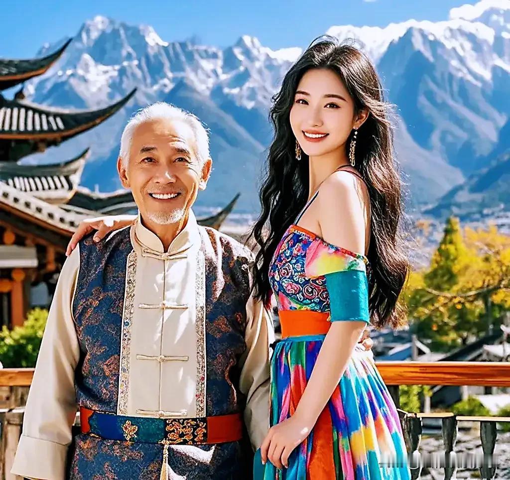 “老少配”浪漫游丽江，网友热议：是财富还是真爱？
引言：一对跨龄情侣，网络上火了