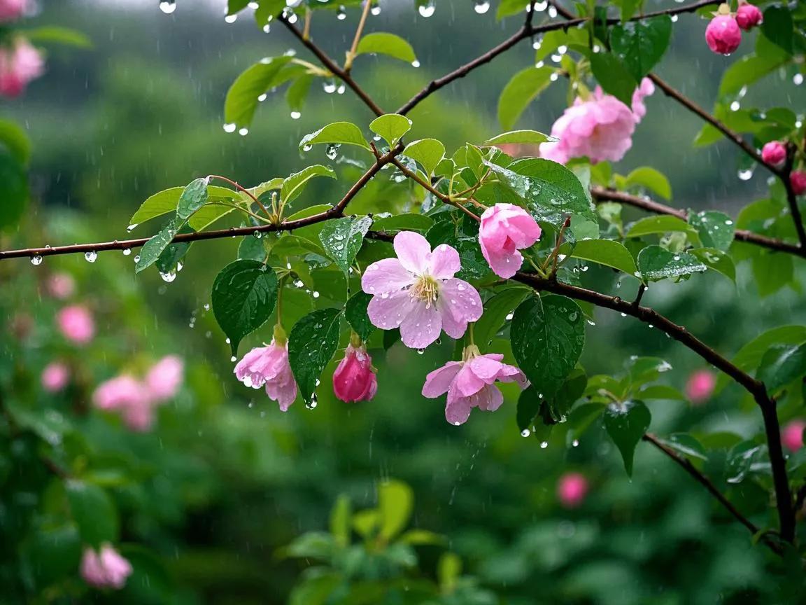 上联：雨润芳园花润枝
下联：[火炬][火炬][火炬][火炬]