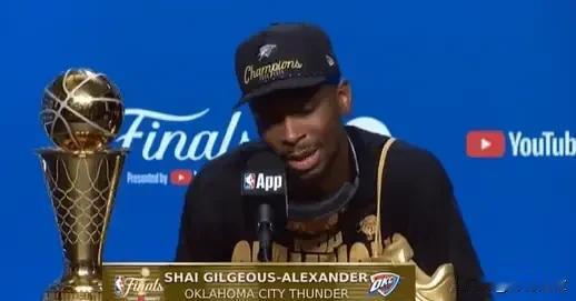NBA总决赛G7雷霆103-91战胜步行者亚历山大接受记者采访发言值得让人为他点