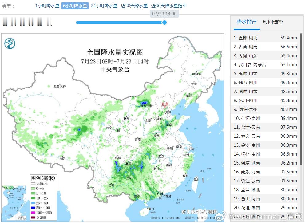 【强降雨】今天08-14时，我国的降水可以大致分为三个影响系统，青海到内蒙古一带