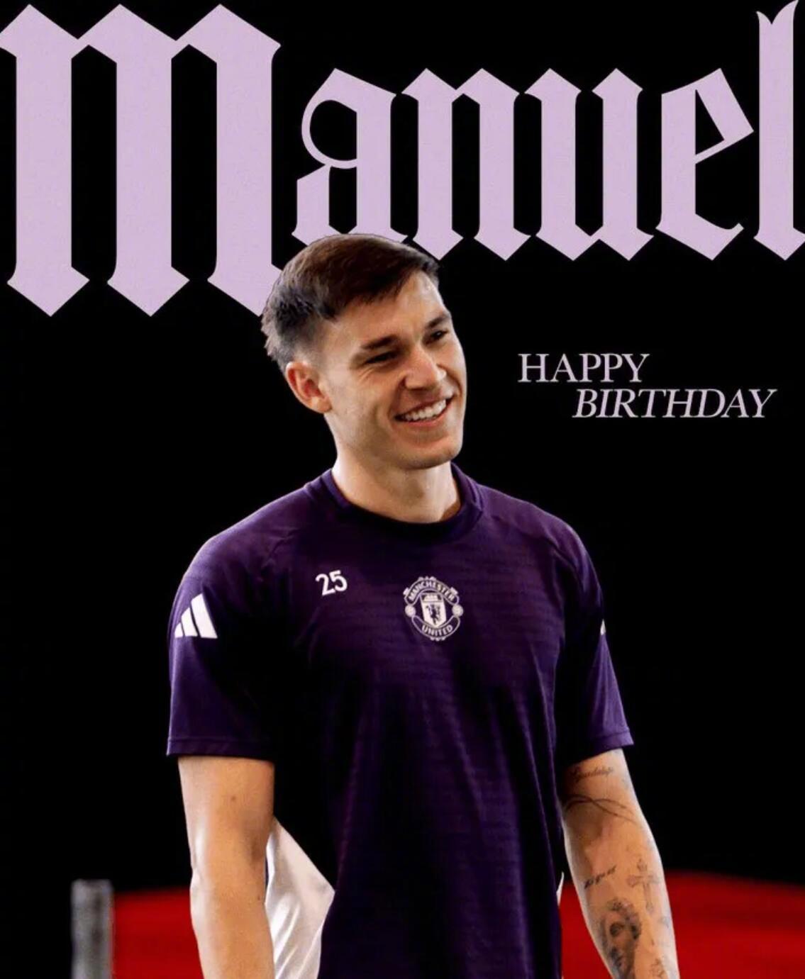 今天是乌拉圭中场乌加特的25岁生日，曼联官方发文为其庆生。乌加特在2024年从巴