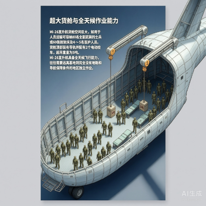 军事ai新视野 苏联/俄罗斯Mi-26“光环”直升机机身长度：40.03米机身高