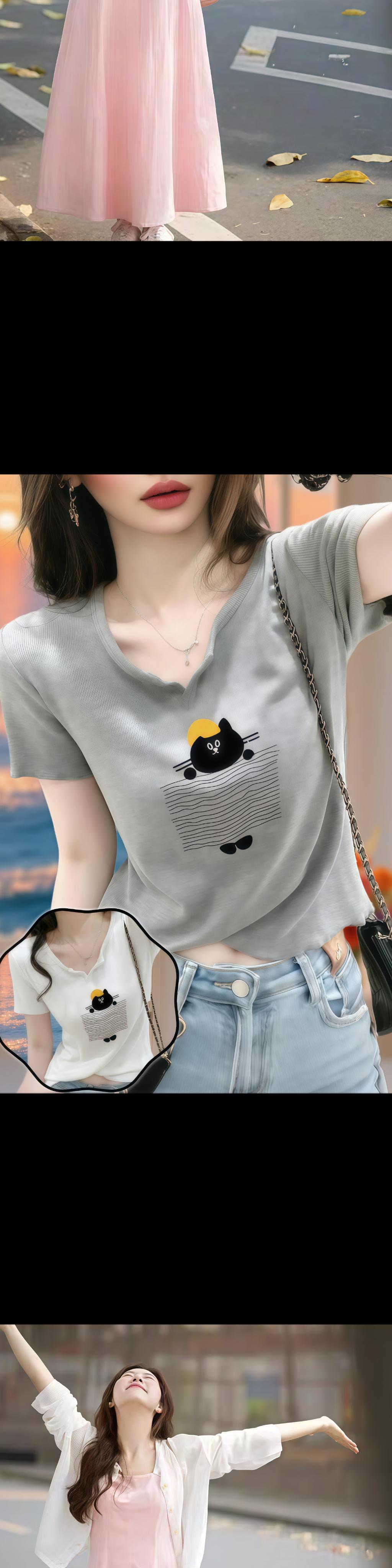这件短袖也太可爱啦！浅灰色调温柔又百搭，可盐可甜。胸口那只戴着小黄帽的...