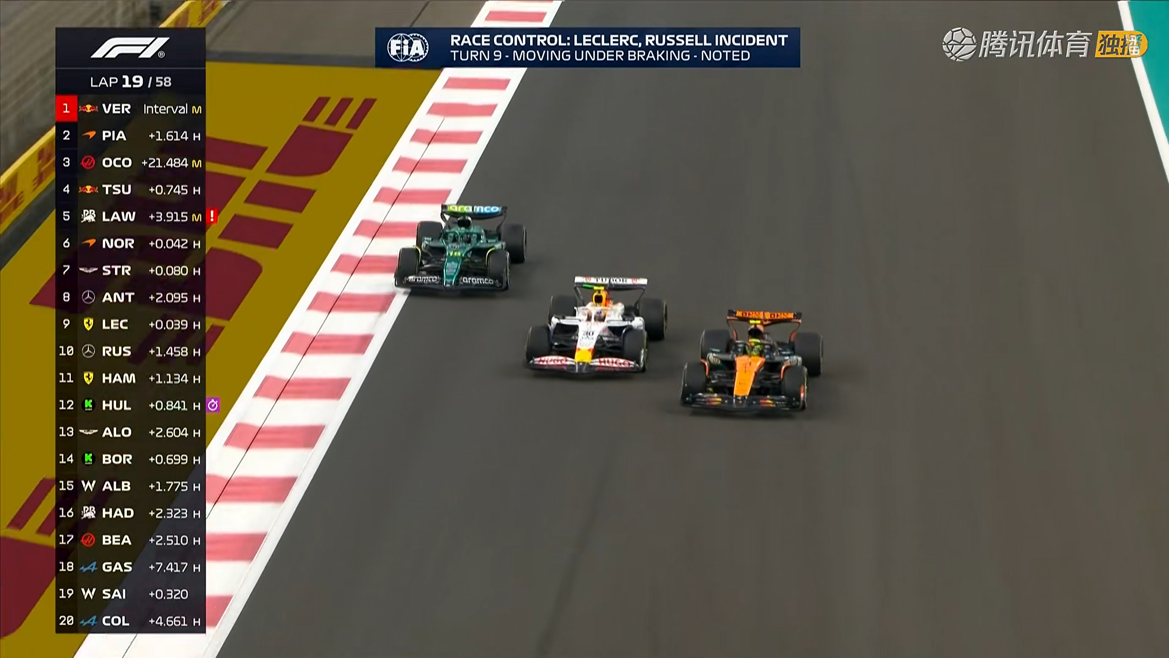 诺里斯完成一停后，砍瓜切菜超越了没有换胎的车手。F12025F1阿布扎比大奖赛