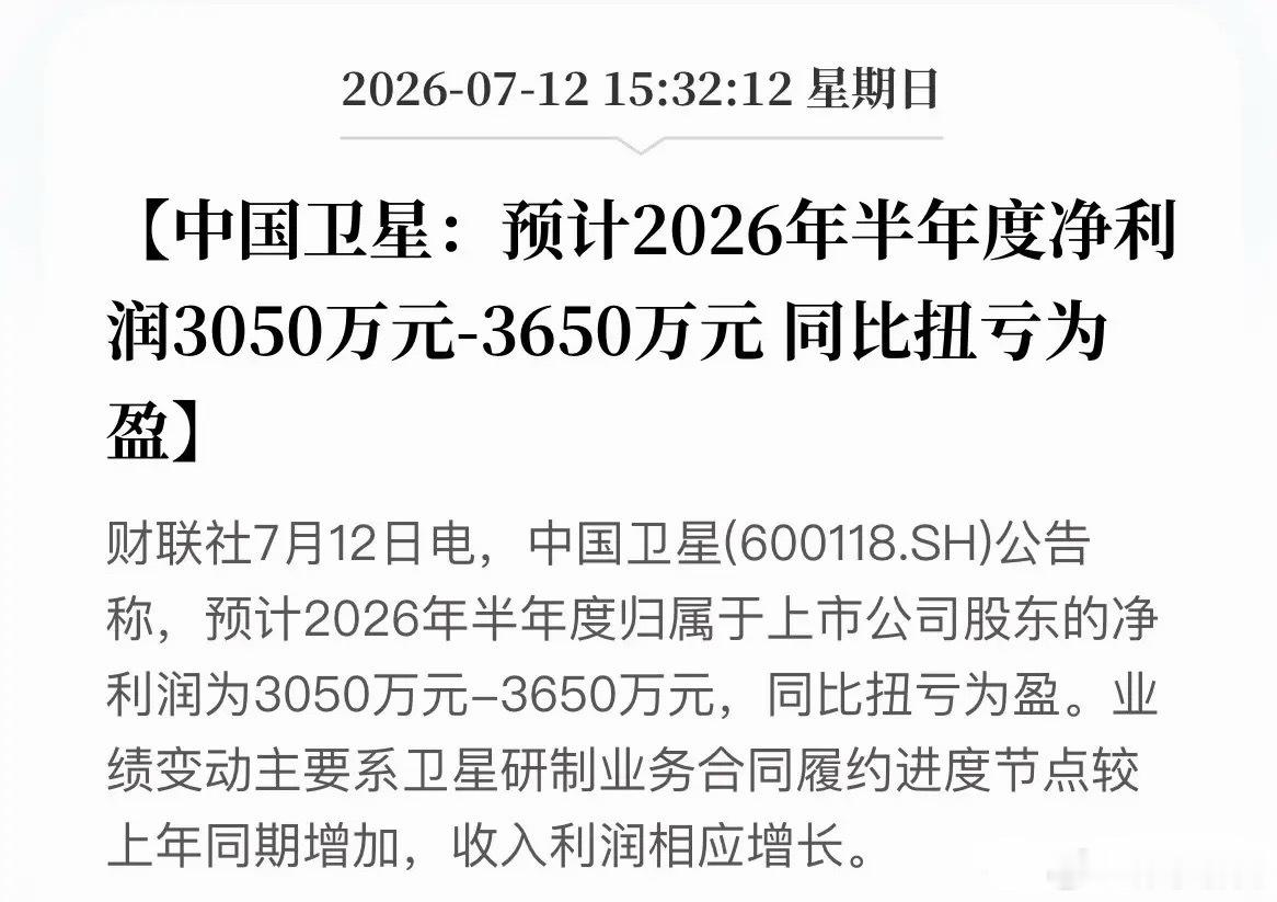 中国卫星周一要继续涨停？商业航天龙头同比扭亏为盈！ 
