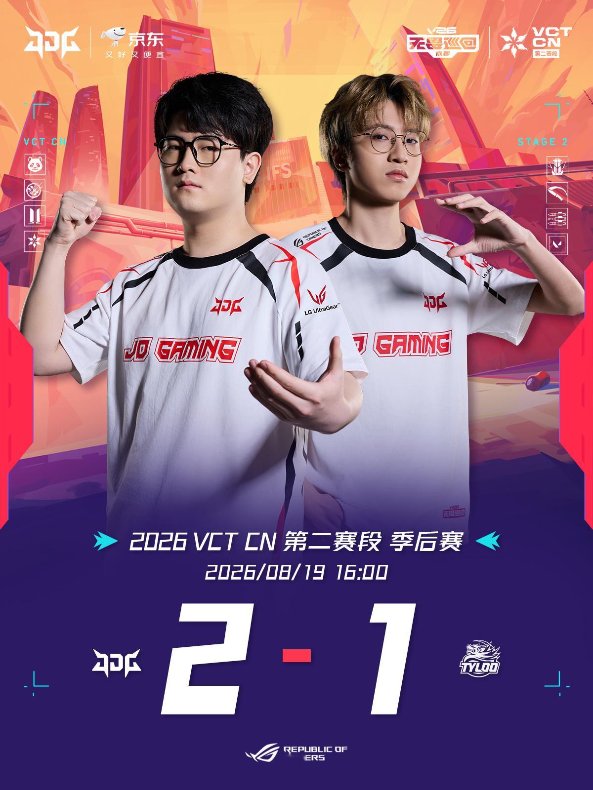 赛事速报｜2026VCTCN第二赛段 JDG 2-1 TYL高歌猛进！JDG季后