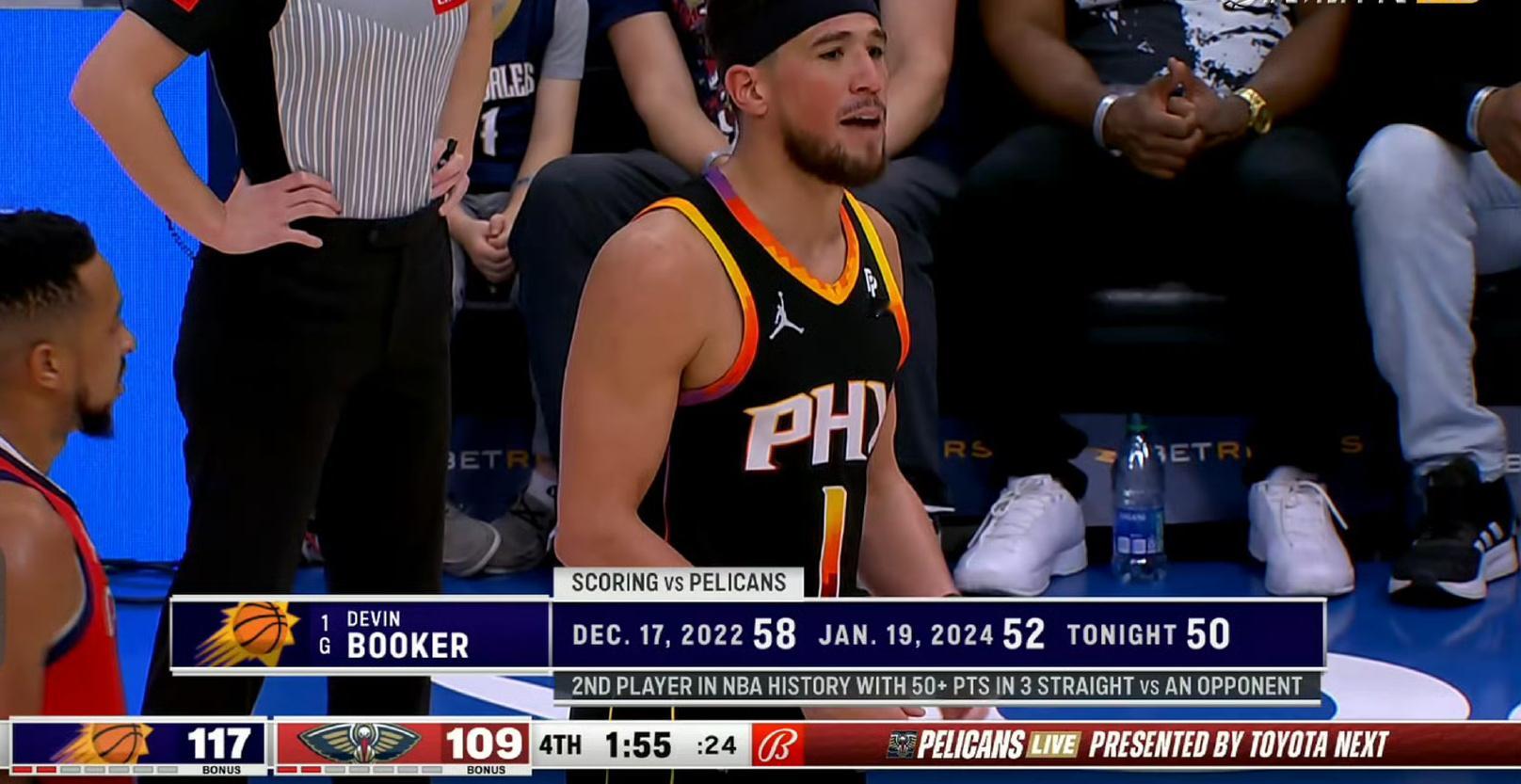 水鸟杀手！布克最近三场面对鹈鹕均轰下50+……（58分、52分、52分）#布克5