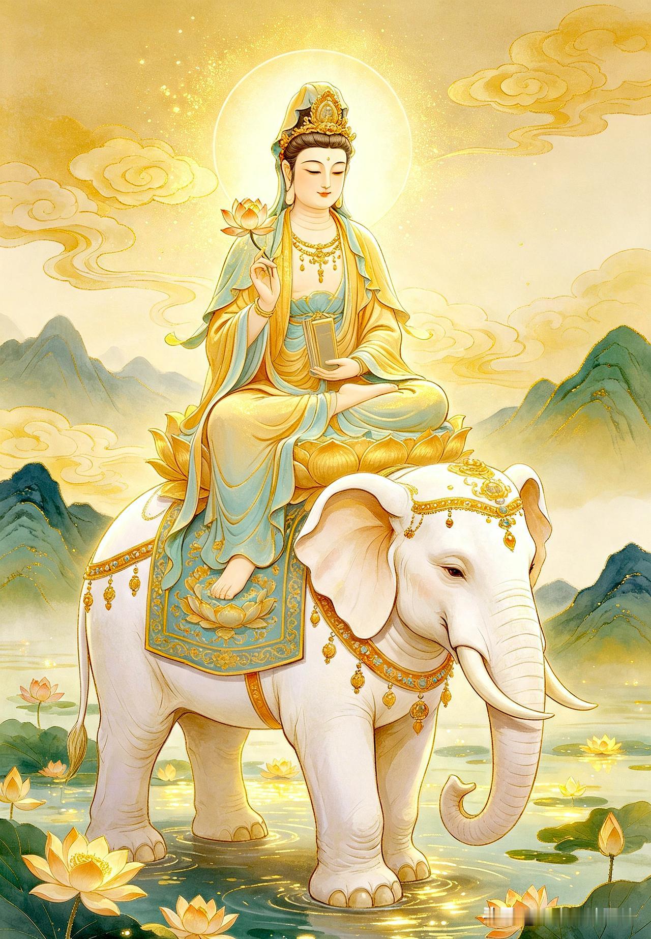 白象踏莲行坦途，
普贤护佑万事安。