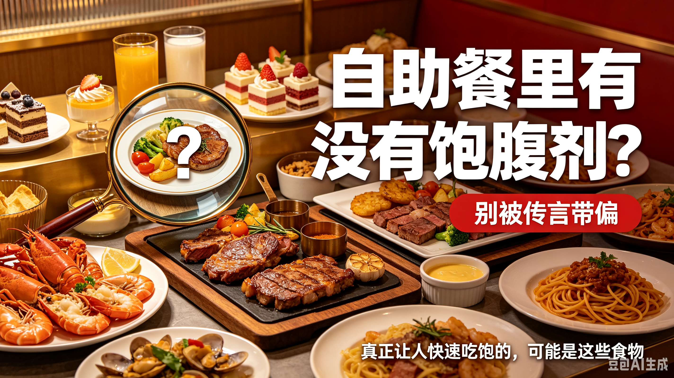 自助餐里到底有没有饱腹剂网传自助餐会添加神秘“饱腹剂”，让人吃两口就饱，这是流传