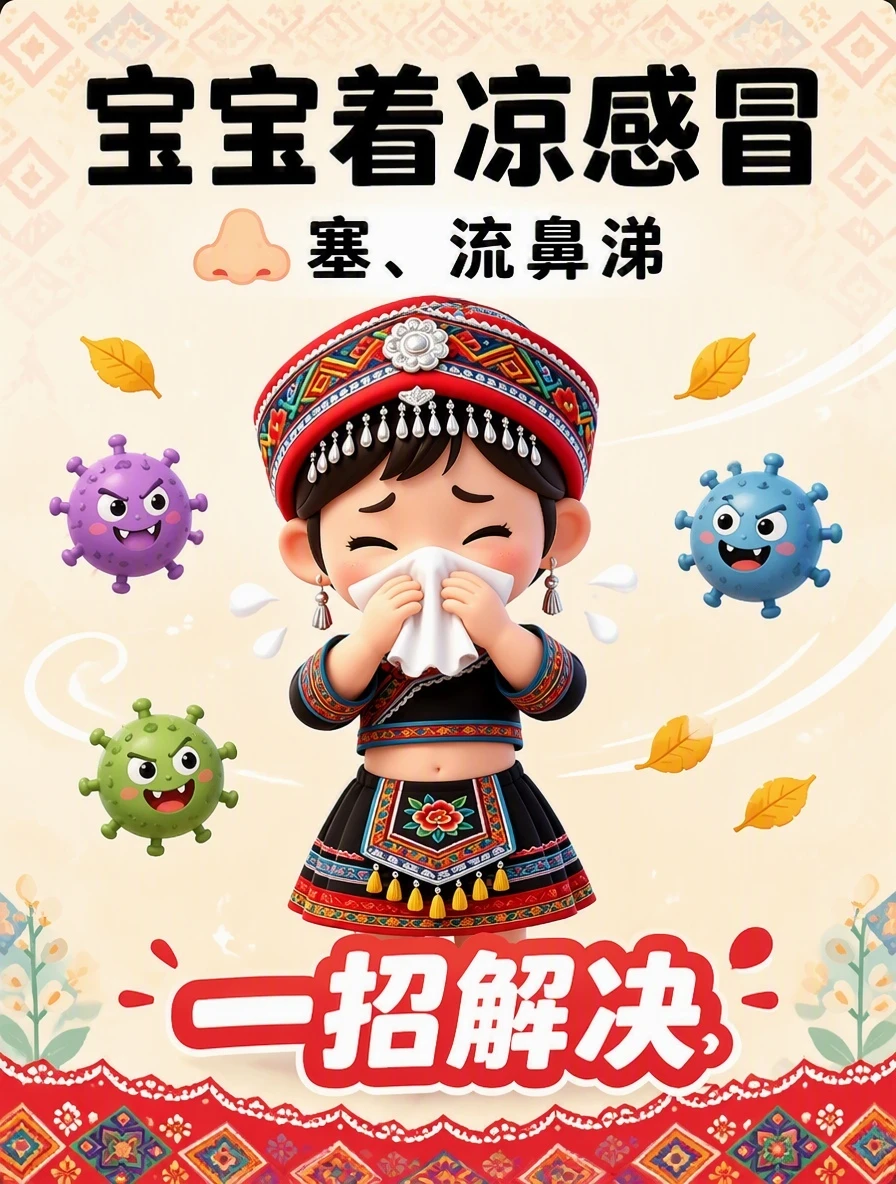 立秋🔥宝宝着凉感冒鼻塞流鼻涕，一招解决