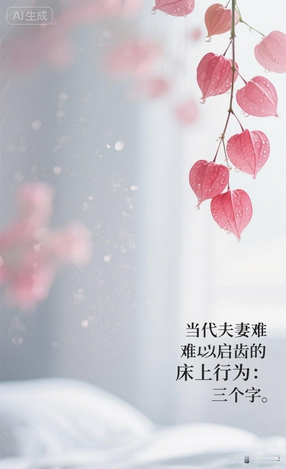 当代夫妻难以启齿的床上行为：三个字。

作家廖一梅说过一句很透彻的话：“在我们的