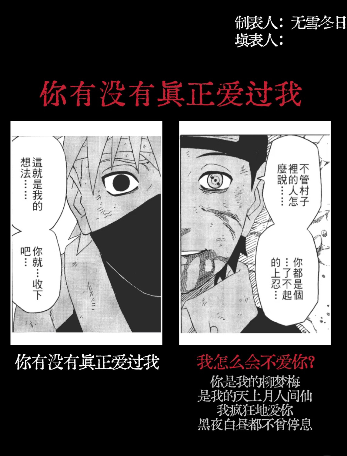 这个表格很适合家1的人格分裂属性，于是填之。（最后一张战后土因为只是设定而非原作