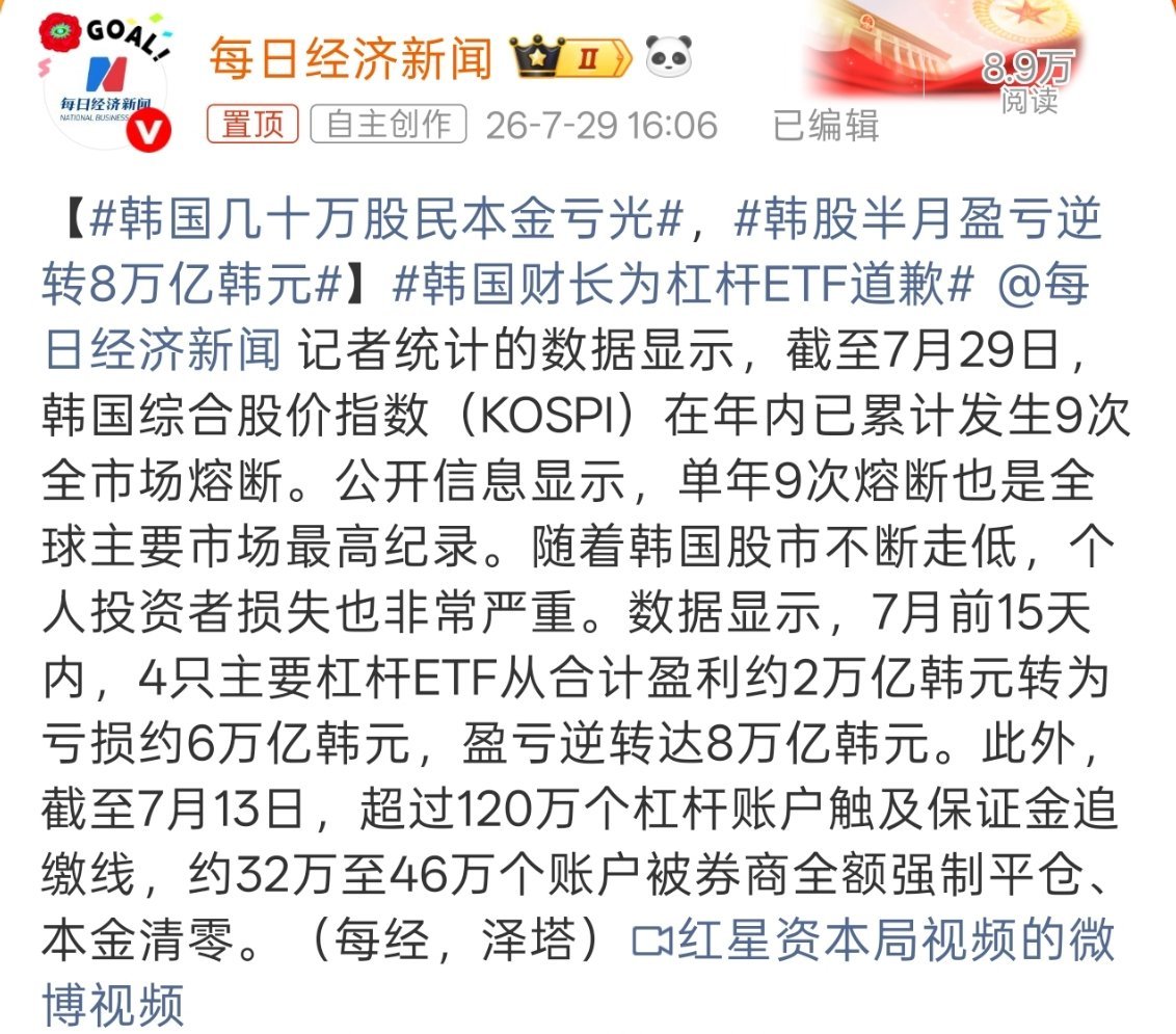 韩国几十万股民本金亏光不理解韩国人为什么那么喜欢上杠杆，和赌博有啥区别？ 