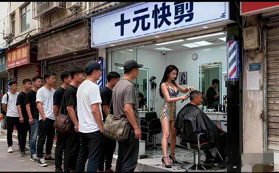 晒图笔记大赛这排长龙队，看似来理发，不知道还以为是来看美女，价格也美丽