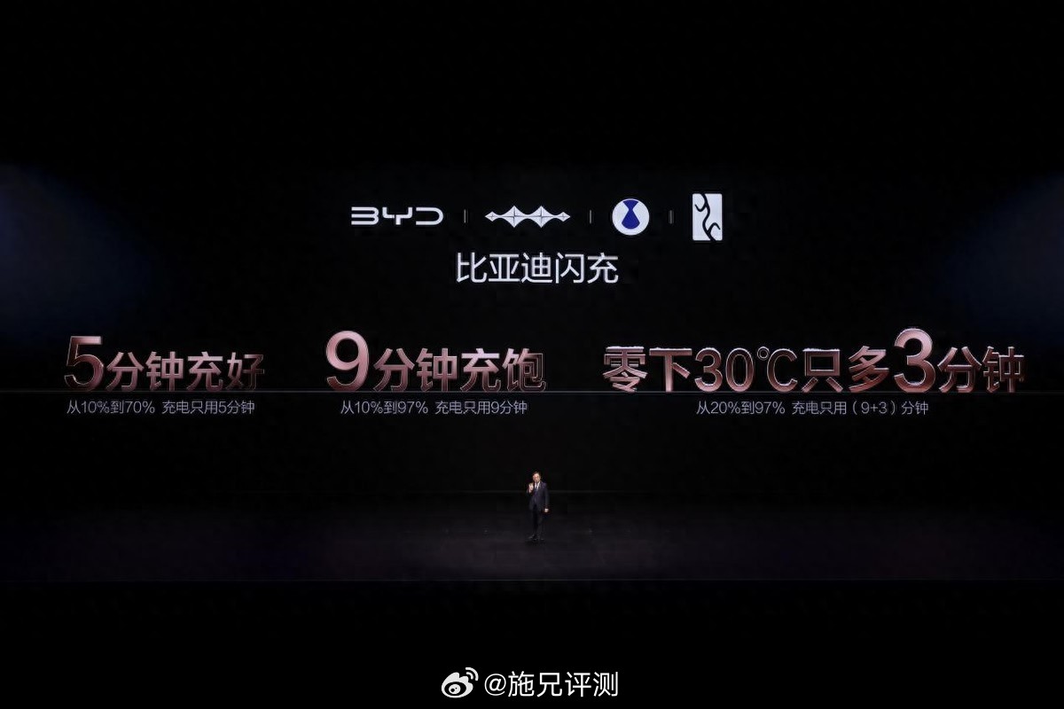 比亚迪第二代刀片电池，凭借“5分钟充好、9分钟充饱；零下30℃仅多3分钟”的颠覆