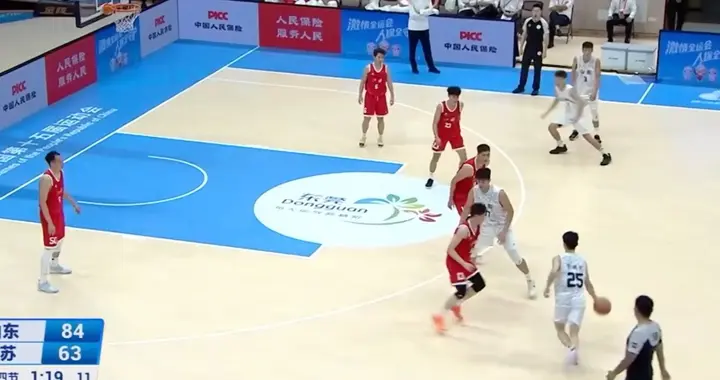 果然视频|全运男篮成年组：山东大胜江苏，成功跻身八强