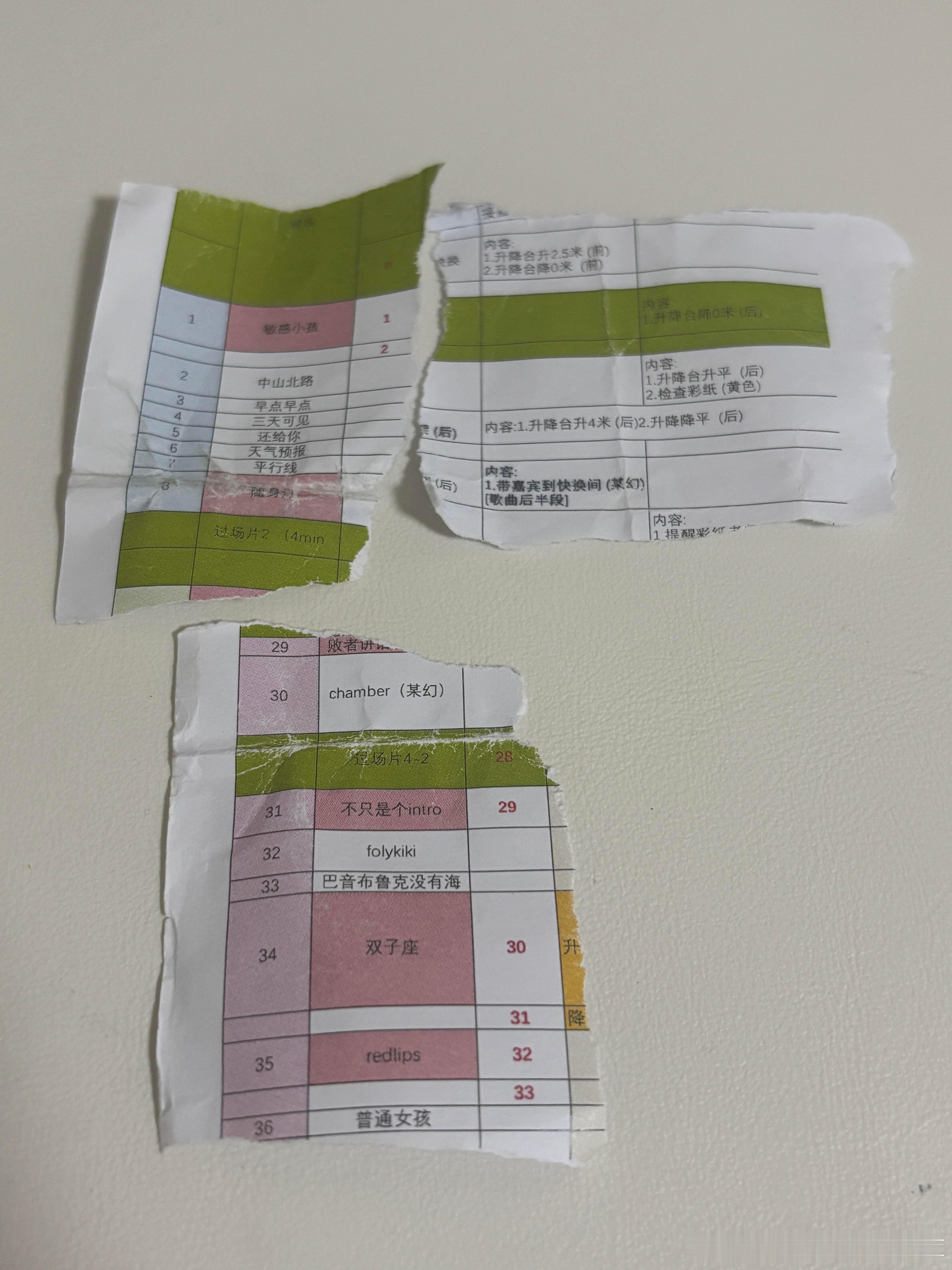 沙一汀你台本怎么混进彩带里了 