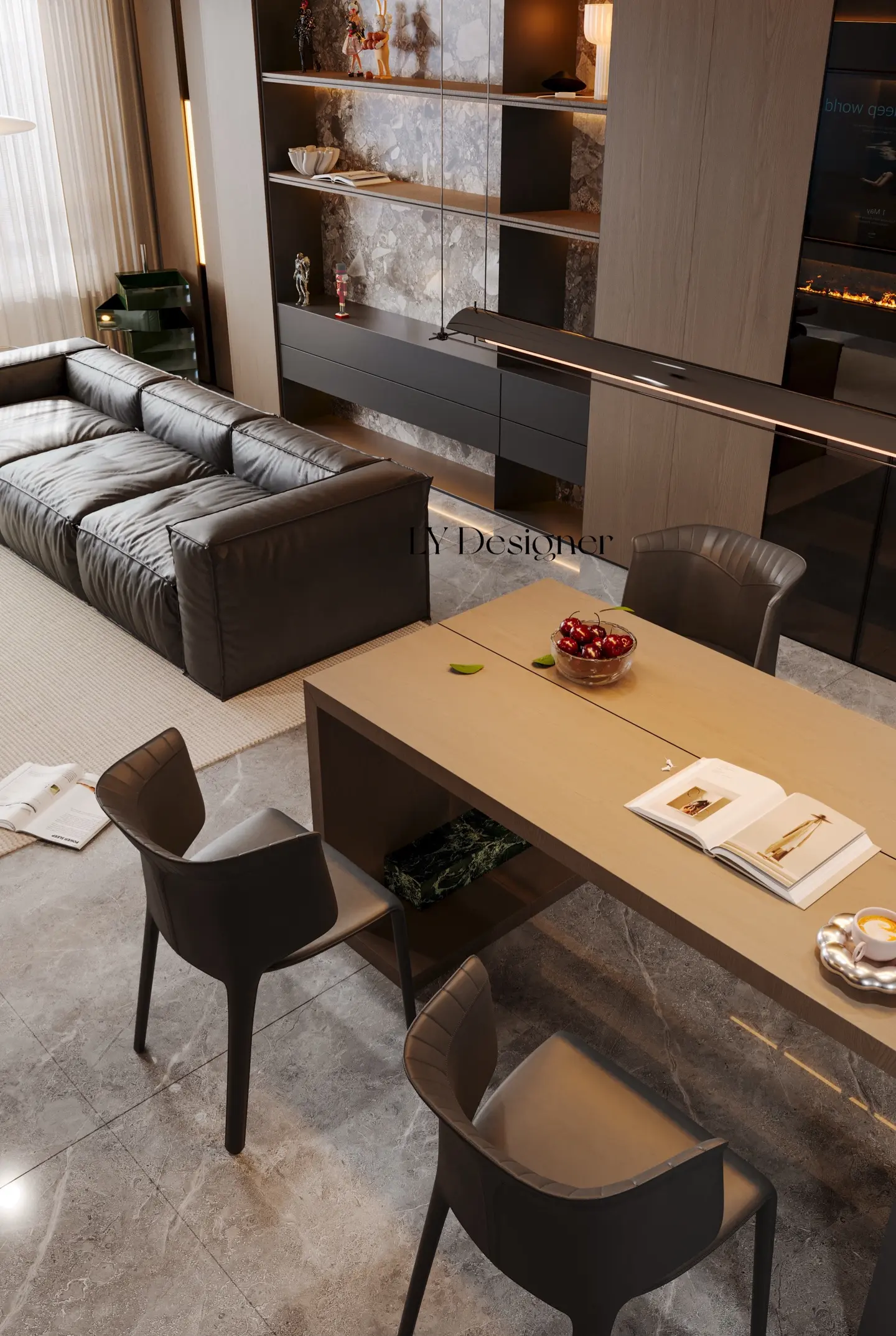 这款设计的软硬装设计完美诠释了意式轻奢的高级感与生活质感，整体以低饱和...