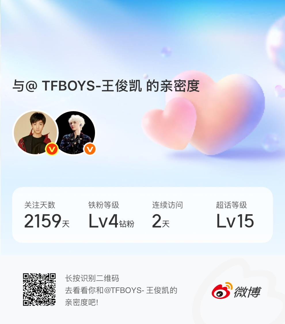 快来看看我与的亲密度！ 微博亲密度与TFBOYS-王俊凯的亲密度 ​​​