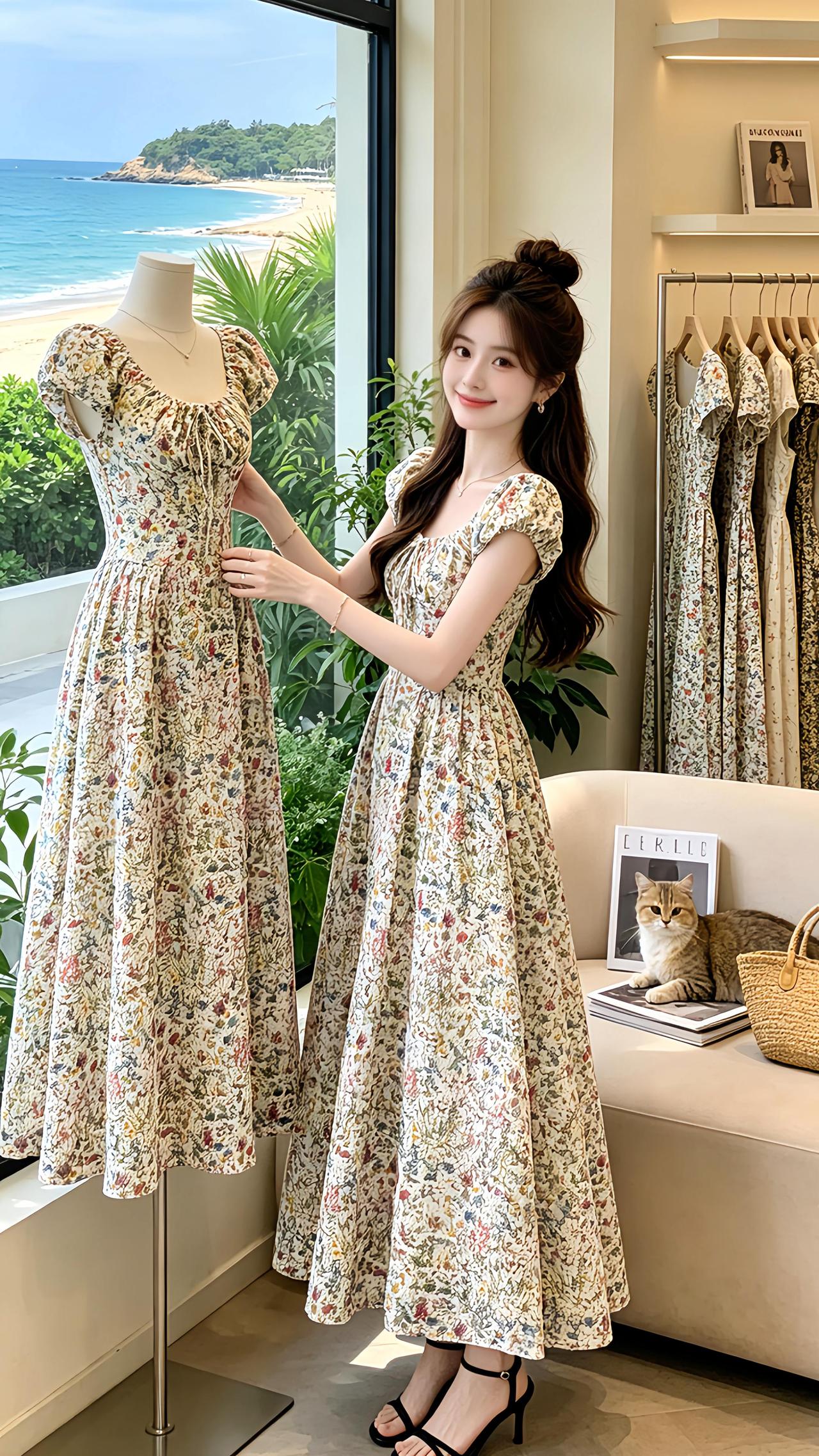 少女感夏日ootd 夏季温柔碎花连衣裙 分享夏季韩系穿搭 夏季绝美碎花裙推荐 适