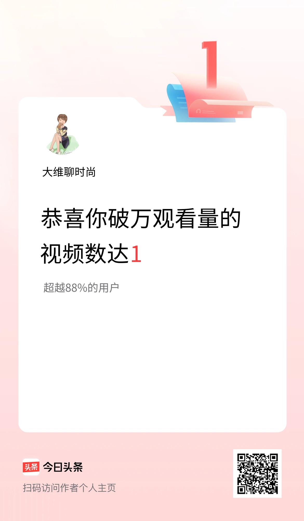 我在头条有1条视频播放量破万了！