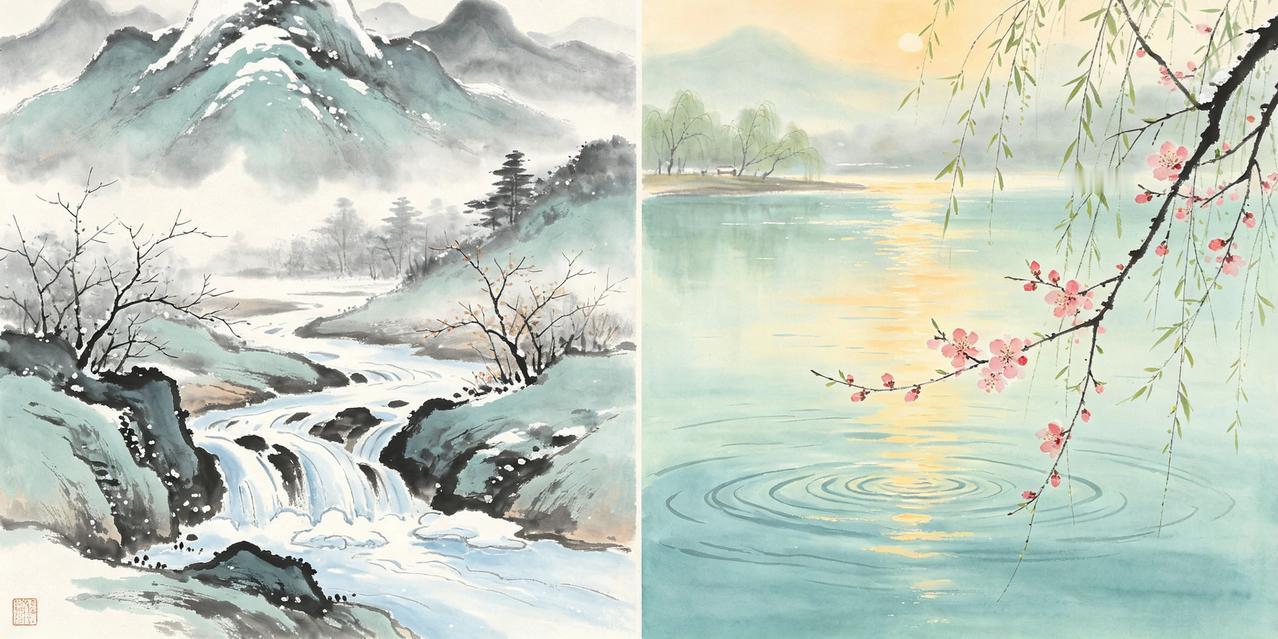 上联：冬寒山色淡.诚邀下联春暖水光柔