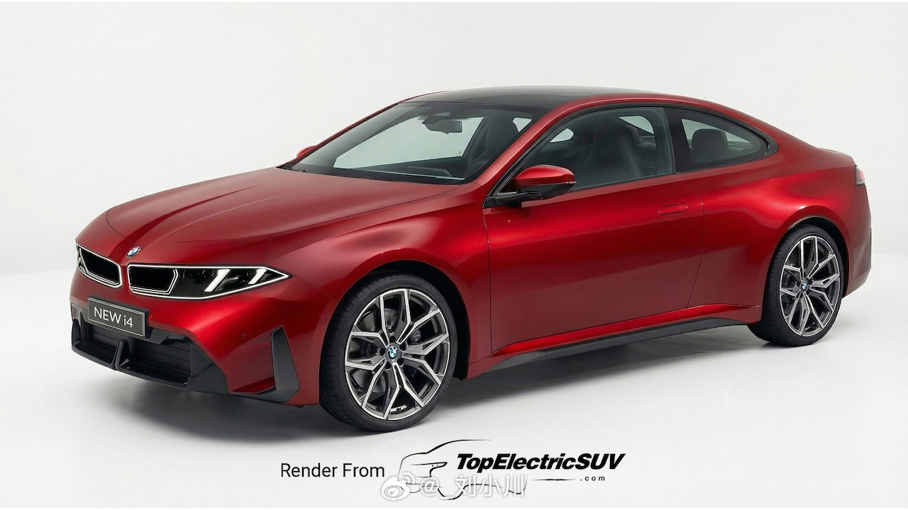 宝马下一代宝马i4渲染图 如果直接沿用i3的前脸造型，做成双门Coupe造型，大
