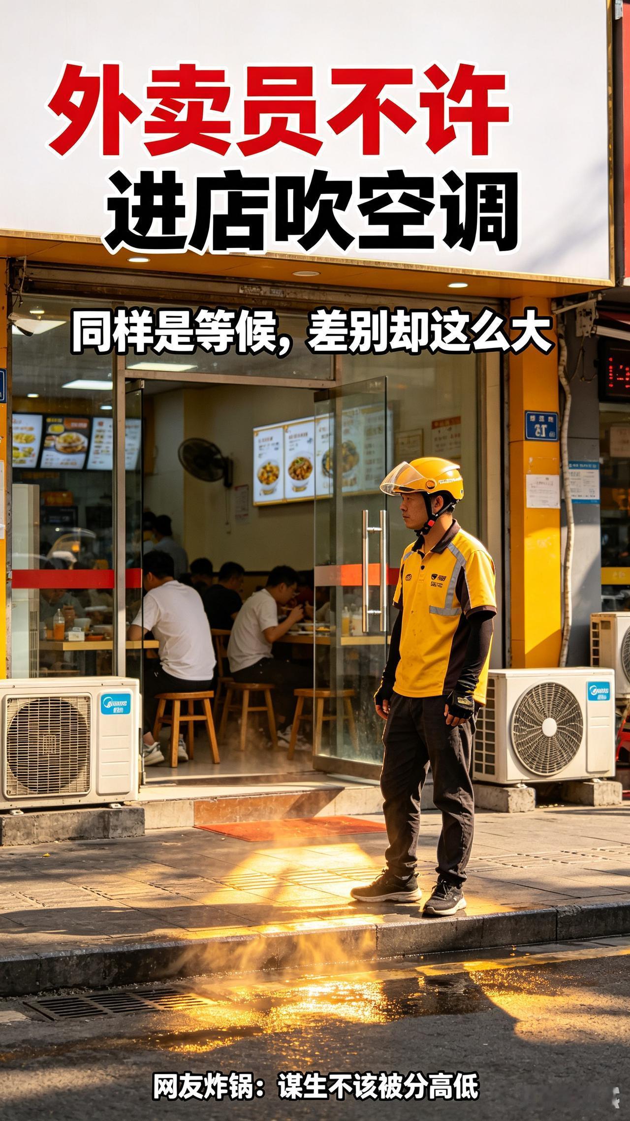 全网热议！外卖员取餐被店家驱赶：不许进店吹空调！网友怒评：谋生从无高低，尊重不分