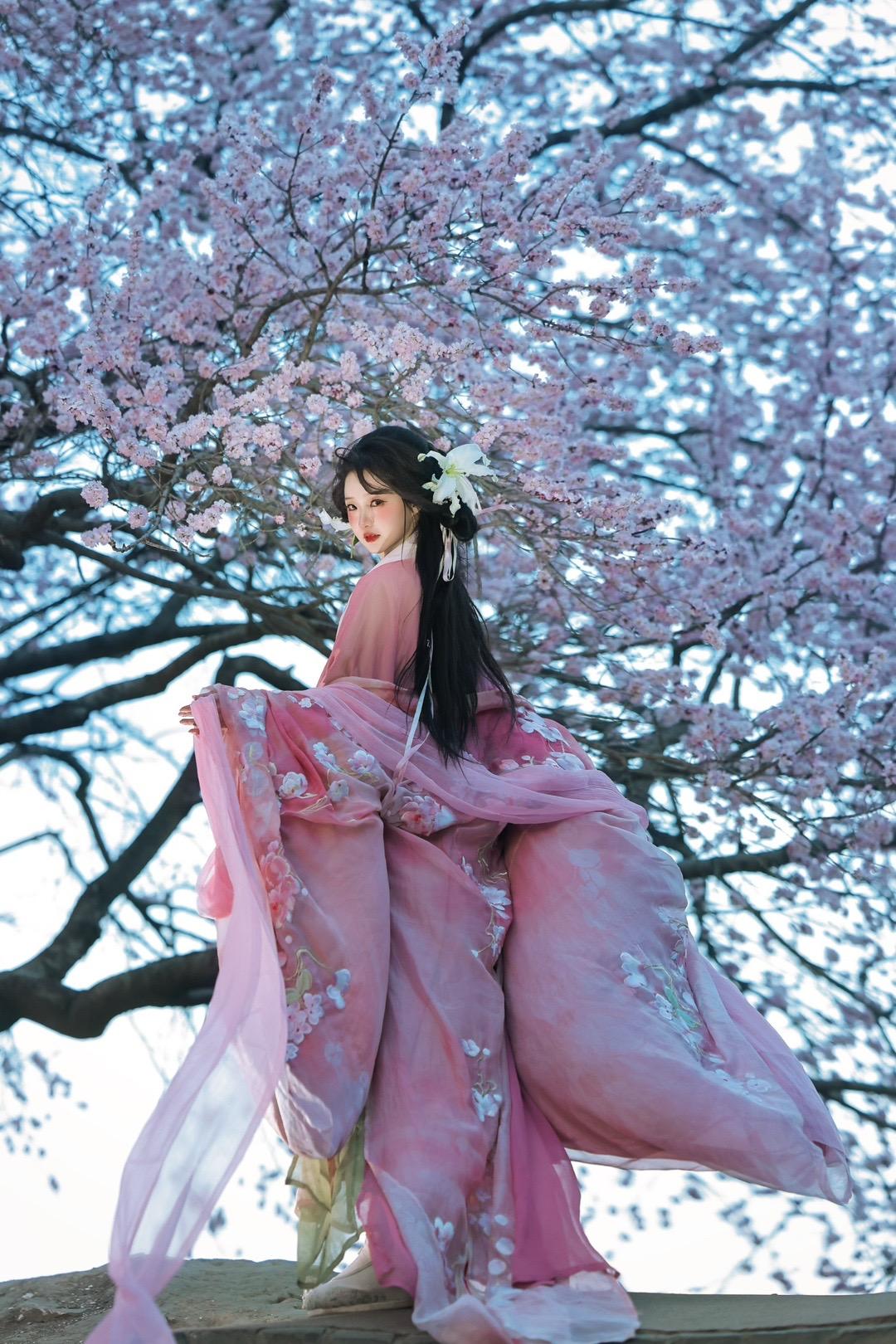 桃花树下桃花仙。摄/后：我