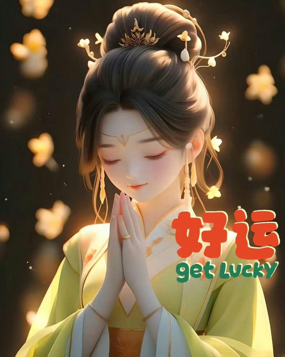 合掌祈福，明天好运如约而至，接………